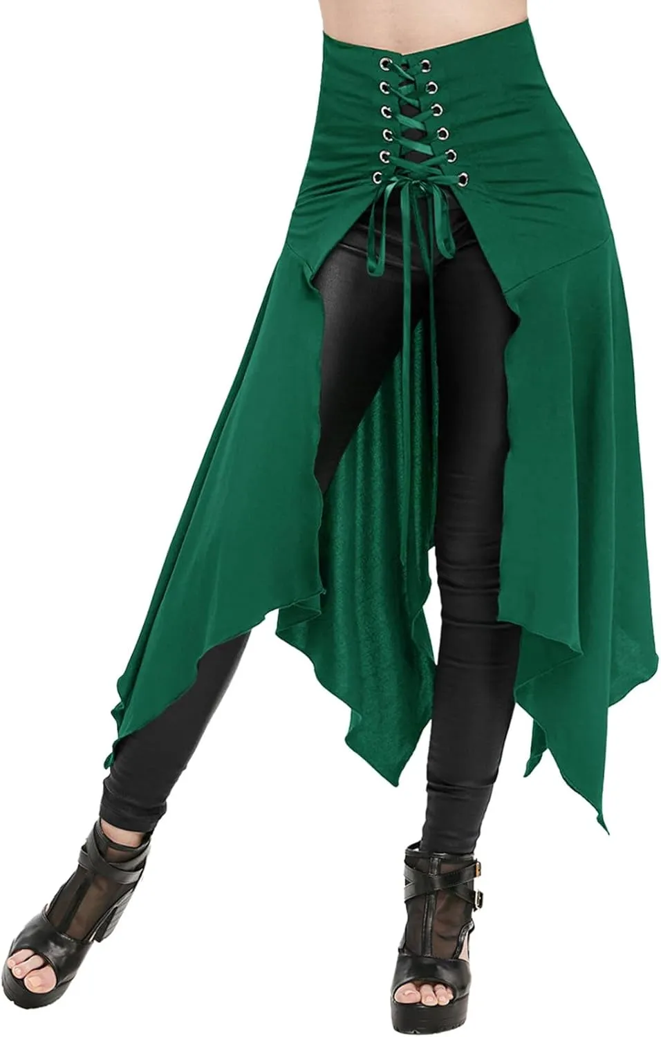 Women's Steampunk Gothic Vintage Victorian Gypsy Hippie Party Skirt Open Front Overskirt Halloween Costume Cosplay