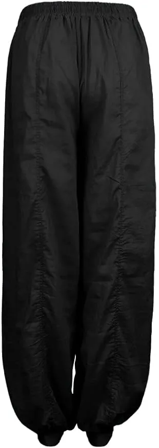 Womens Summer Pants Dressy Loose Fit Plus Size High Waist Trousers with Pockets Floral Yoga Black Linen Pants Women