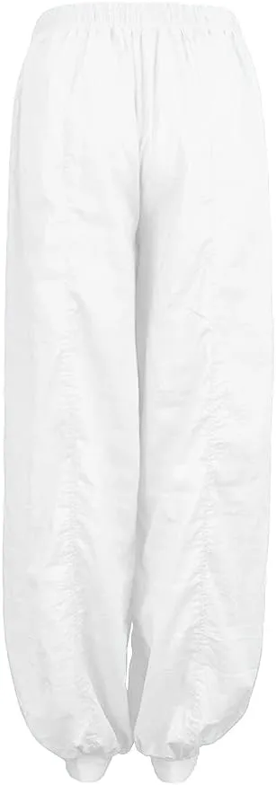 Womens Summer Pants Dressy Loose Fit Plus Size High Waist Trousers with Pockets Floral Yoga Black Linen Pants Women