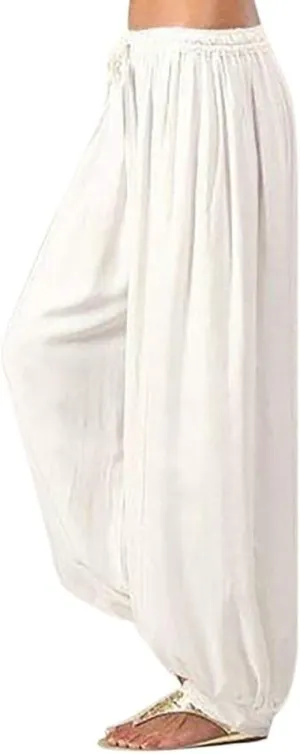 Womens Summer Pants Dressy Loose Fit Plus Size High Waist Trousers with Pockets Floral Yoga Black Linen Pants Women