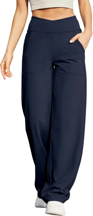 Womens Summer Yoga Pants Elastic High Waist Loose Fit Lightweight Quick Dry Casual Jogging Fitness Running Trouser