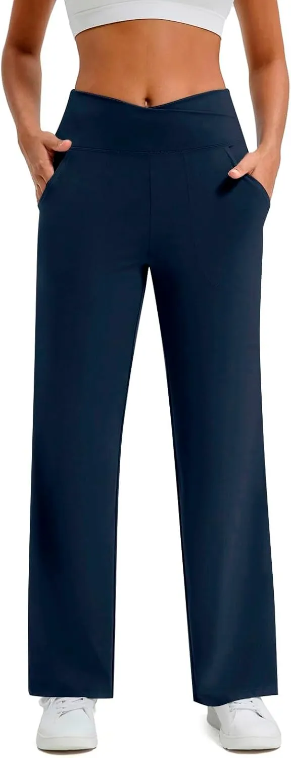 Womens Summer Yoga Pants Elastic High Waist Loose Fit Lightweight Quick Dry Casual Jogging Fitness Running Trouser