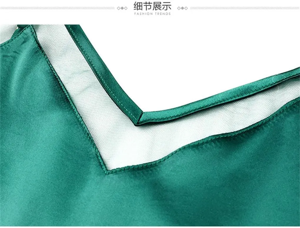 Women's V-Neck Slim Short Silk Tops Women Sleeveless Solid Color Backless Camisole
