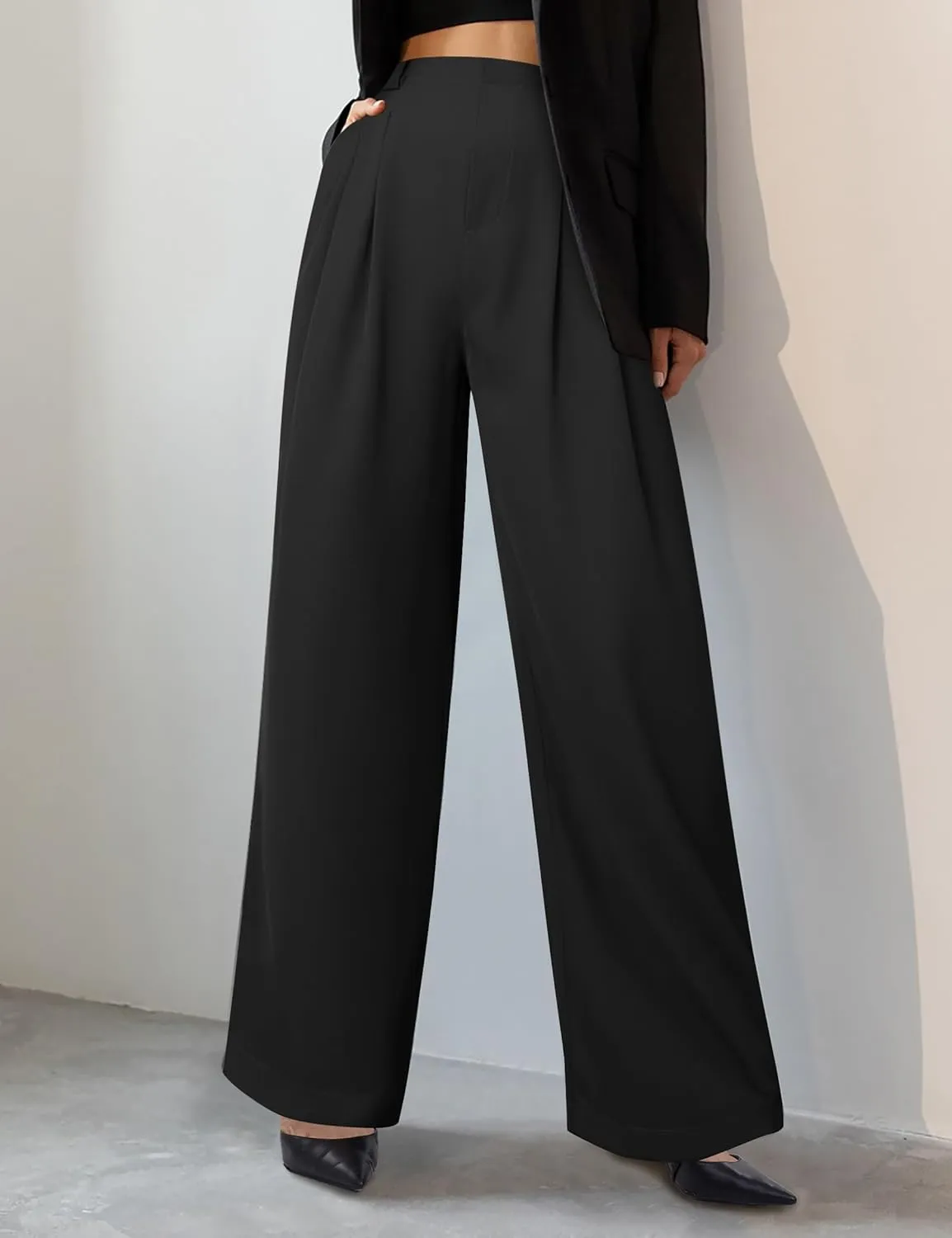 Womens Wide Leg Pants High Waisted Dress Pants Straight Leg Work Office Trousers with Pockets Business Casual Outfits