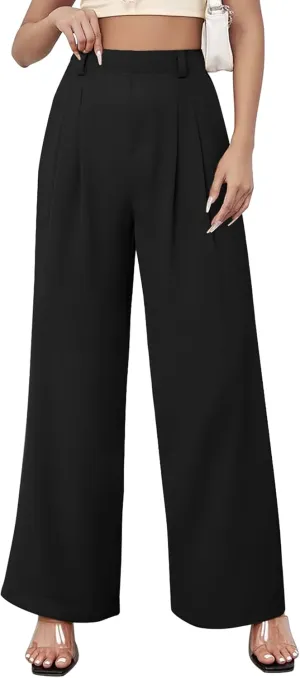 Womens Wide Leg Pants High Waisted Dress Pants Straight Leg Work Office Trousers with Pockets Business Casual Outfits