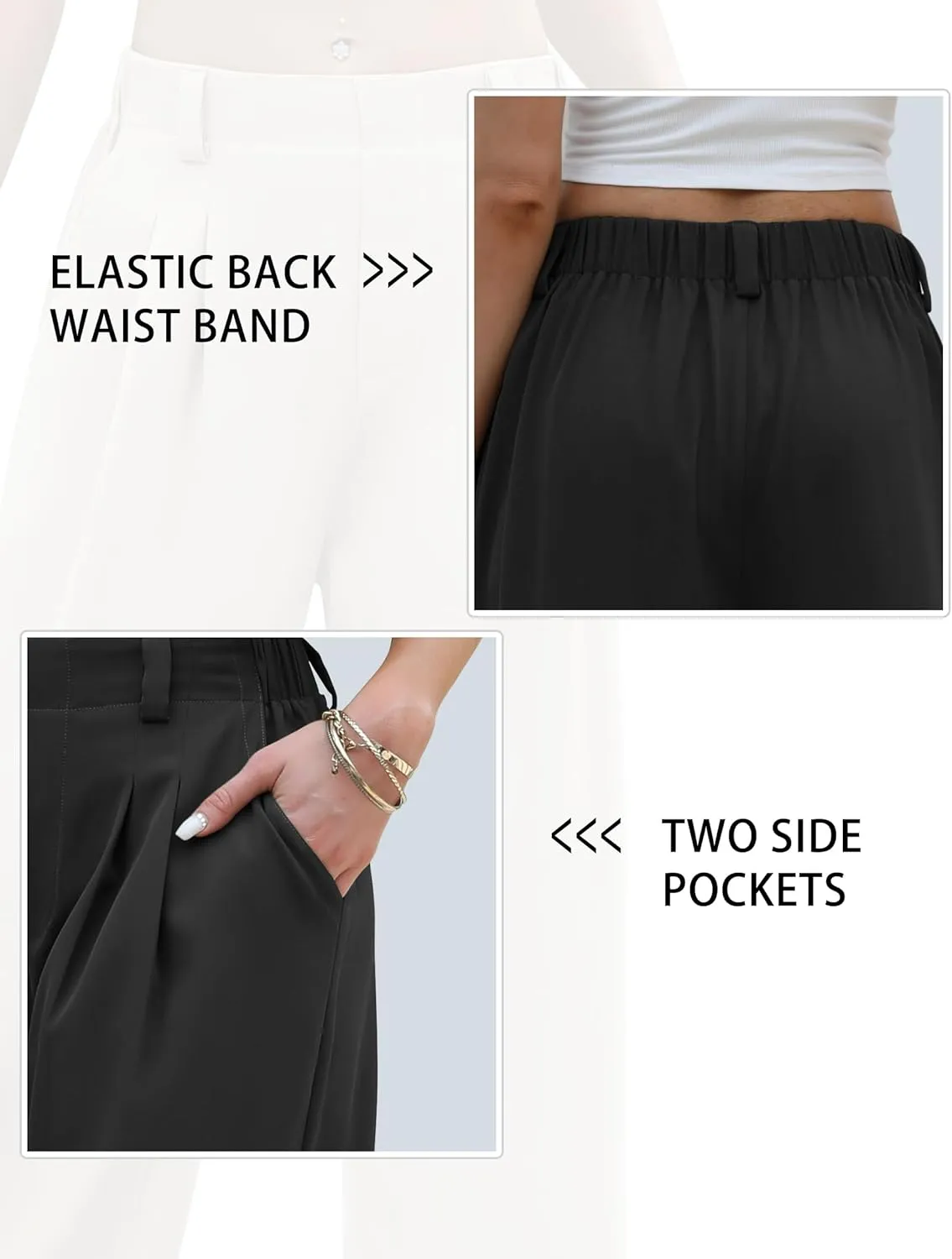 Womens Wide Leg Pants High Waisted Dress Pants Straight Leg Work Office Trousers with Pockets Business Casual Outfits