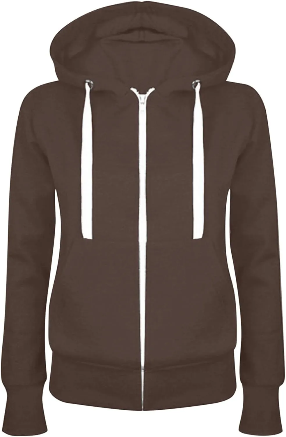 Womens Zip Up Hoodies Casual Comfy Fleece Oversized Sweatshirts Full Zip Pullover Pockets Jacket 2024 Preppy Clothes