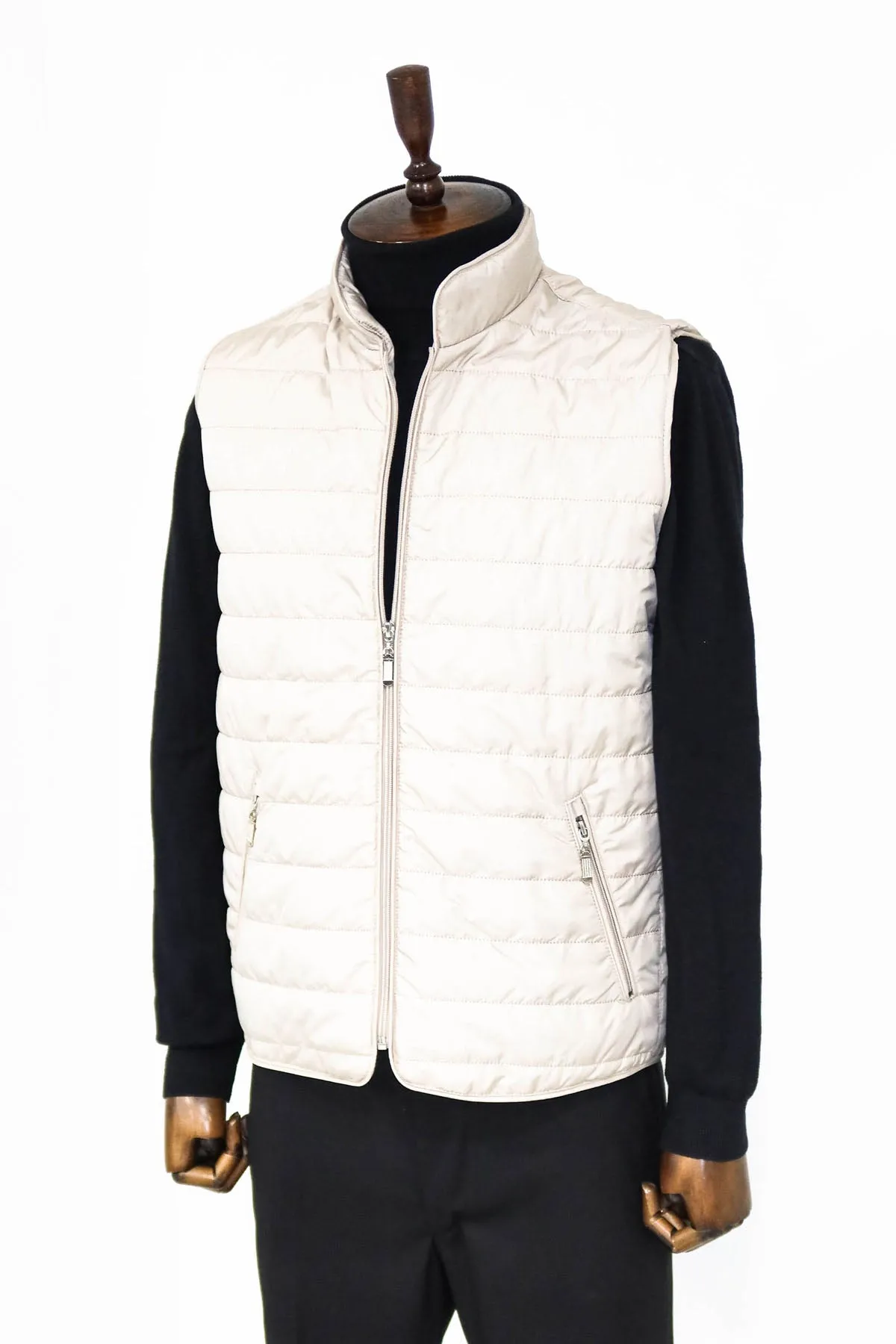 WSS Quilted Sleeveless Beige Men Down Vest  - Niederkassel