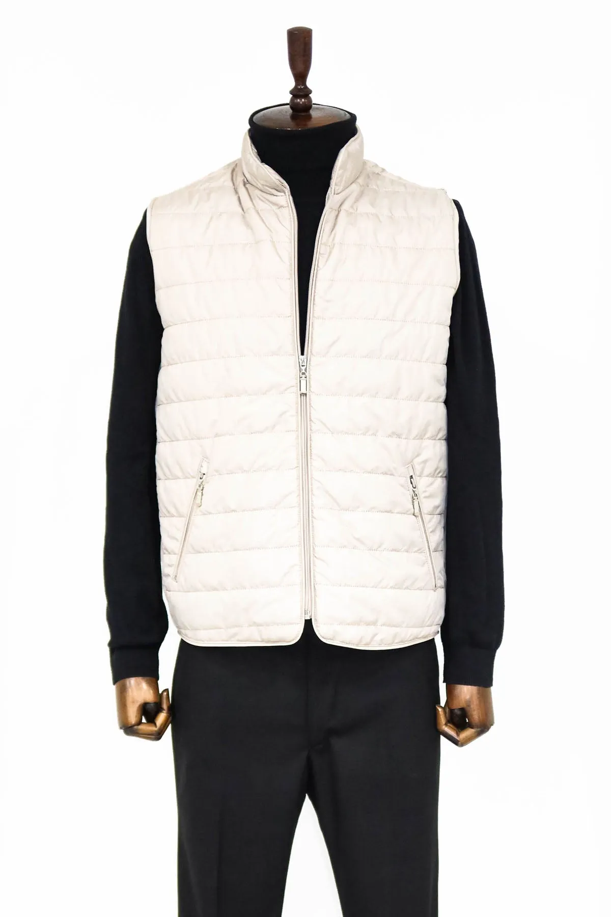 WSS Quilted Sleeveless Beige Men Down Vest  - Niederkassel
