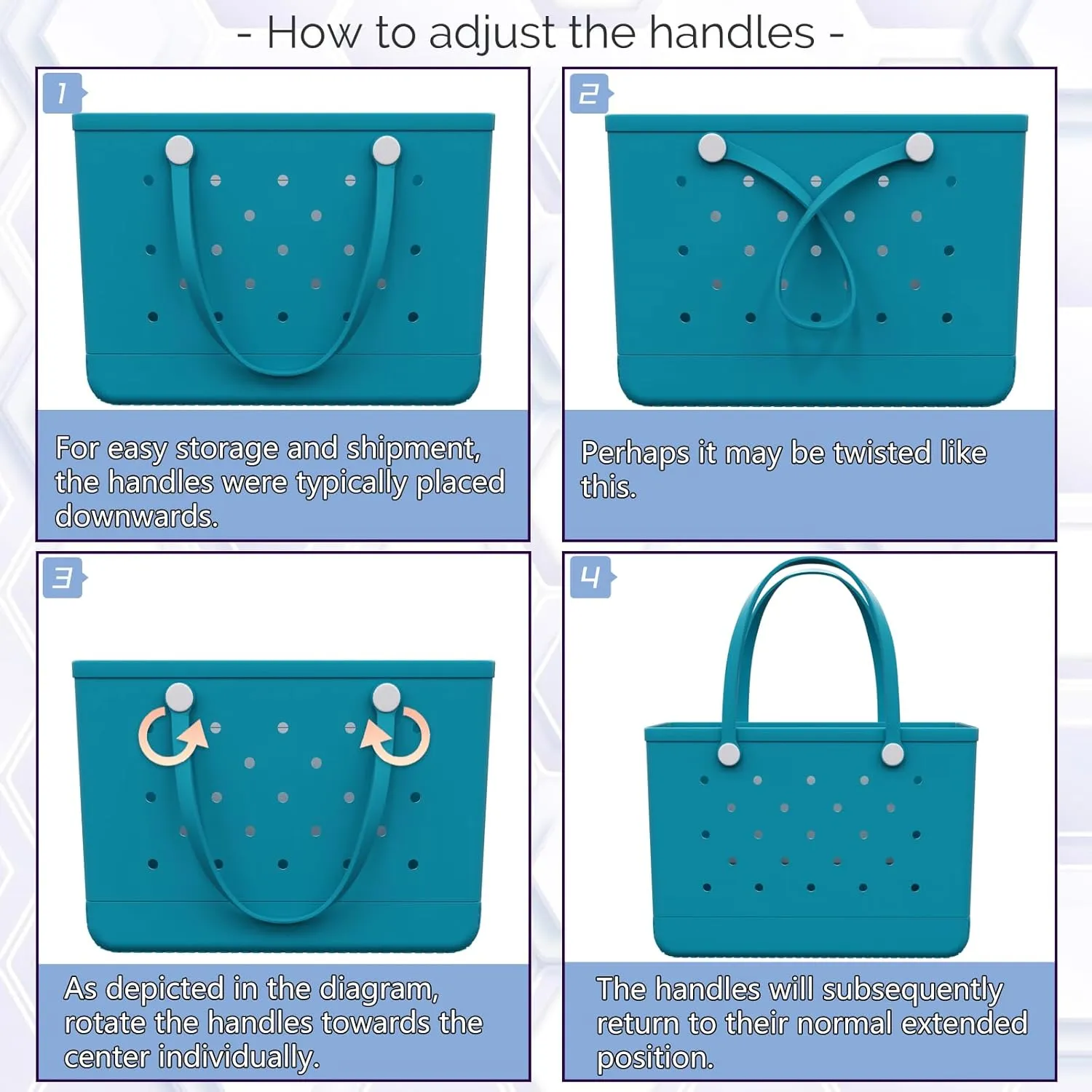 X-Large Rubber Tote Bag Rubber Beach Bag, Washable Durable Beach Tote, Lightweight, Waterproof Sandproof