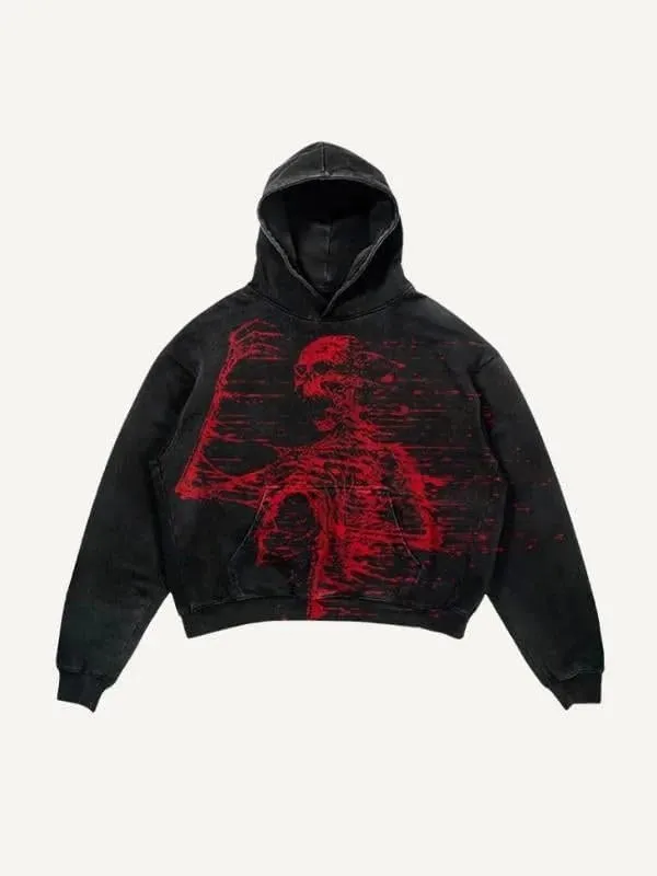 Y2K sweatshirt with hip-hop letter print oversized men's and women's hoodies, casual loose solid Gothic top