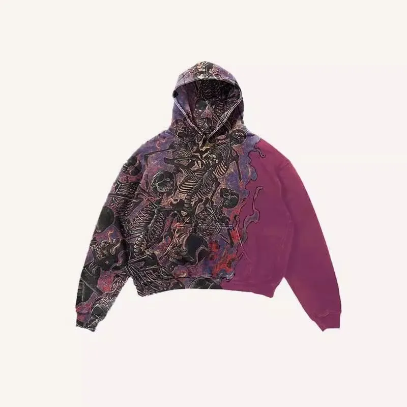 Y2K sweatshirt with hip-hop letter print oversized men's and women's hoodies, casual loose solid Gothic top