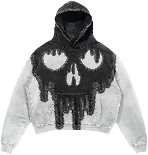 Y2K sweatshirt with hip-hop letter print oversized men's and women's hoodies, casual loose solid Gothic top