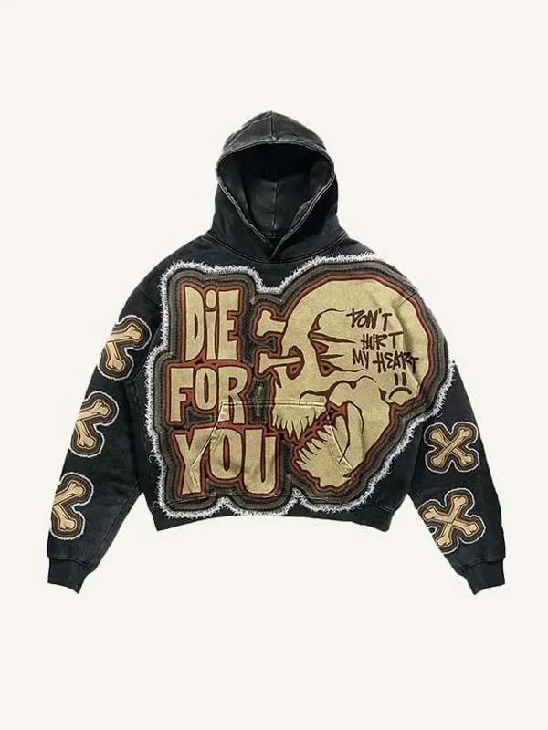 Y2K sweatshirt with hip-hop letter print oversized men's and women's hoodies, casual loose solid Gothic top