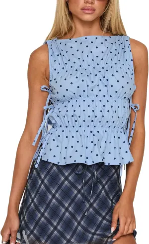 Y2k Women Tie Side Tank Top Crop Cute Sleeveless Lace Up Loose Vest Split Square Neck Going Out Shirts Summer