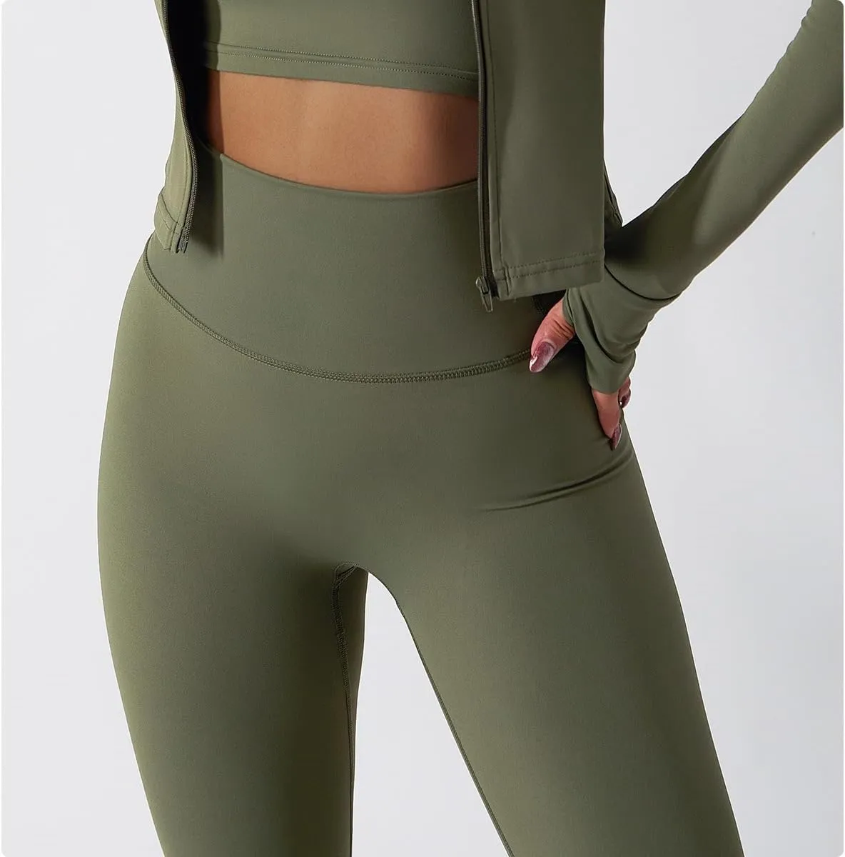 Yknktstc Womens Two Piece Tracksuit Set Long Sleeve Zipper Jacket with Athletic High Waist Leggings Workout Outfit